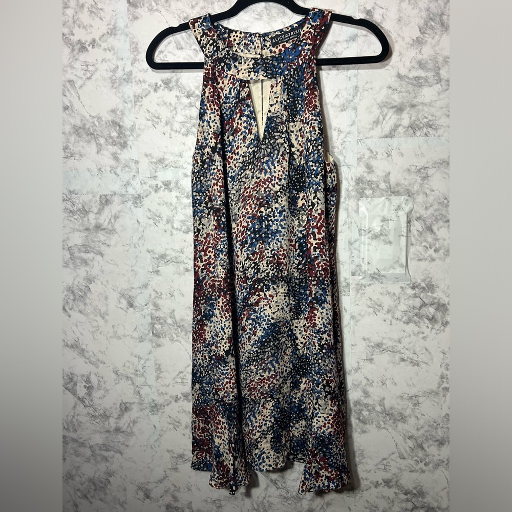Alice & Trixie 100% Silk Knee Length Halter Lined  Dress Sz S Used   8